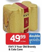 KWV 3 Year Old Brandy & Cola Cans-6 x 330ml