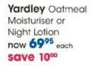 Yardley Oatmeal Moisturiser Or Night Lotion-Each