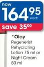 Olay Regenerist Rehydrating Lotion 75Ml Or Night Cream-50Ml Each