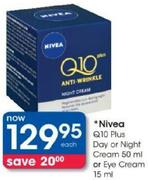 Nivea Q10 Plus Day Or Night Cream 50Ml Or Eye Cream-15Ml Each