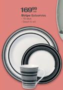 Stripe Eetservies 16-Stuk Swart & Wit-Per Set