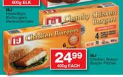 I&J Chicken Breast Burger Patties-400g Each