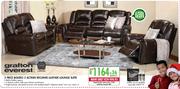 Grafton Everest Genuine Leather Uppers 3 Piece Bolero 5 Action Recliner Leather Lounge Suite