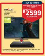Sinotec 80cm/32" HD Ready LED TV Plus Sinotec 2.1 DVD Player-Each