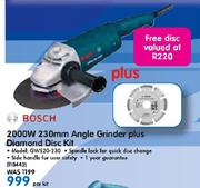 Bosch 2000W 230mm Angle Grinder GWS20-230 Plus Diamond Disc Kit