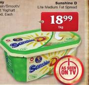 Sunshine D Lite Medium Fat Spread - 1kg