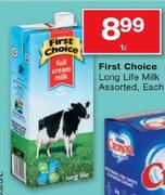 First Choice Long Life Milk Assorted-1ltr Each