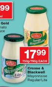 Crosse & Blackwell Mayonnaise Regular/Lite-750g/790g Each