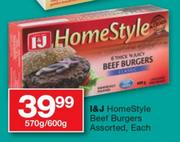 I&J Homesyle Beef Burgers Assorted-570g/600g Each