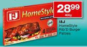 I&J Homestyle Rib'D Burger Patties-400g Each