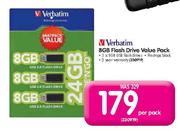 Verbatim 8GB Flash Drive Value Pack-Per Pack
