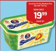 Sunshine D Lite Medium Fat Spread Tub-1Kg