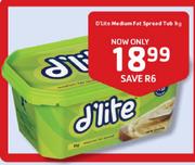 D'Lite-Medium Fat Spread Tub-1kg