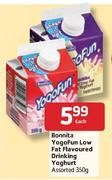 Bonnita Yogofun Low Fat Flavoured Drinking Yoghurt Assorted - 350g Each