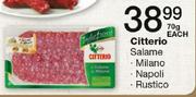 Citterio Salame Milano, Napoli, Rustico-70g Each