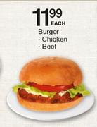 Burger Chicken, Beef Each