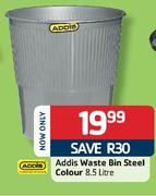 Addis Waste Bin Steel Colour - 8.5L