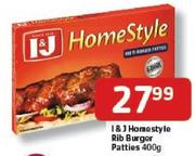 I & J Homestyle Rib Burger Patties-400gm