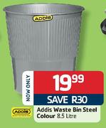 Addis 8.5Ltr Waste Bin Steel Colour
