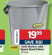 Addis 12Ltr Bucket With Spout Steel Colour