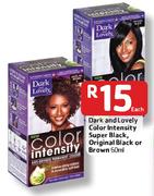 Dark And Lovely Colour Intensity Super Black, Original Black Or Brown-60ml Each