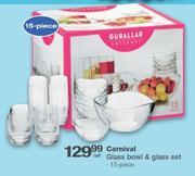 Carnival Glass Bowl & Glass Set-15 Piece