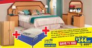 Smart Buys 2 Piece Bedroom Suite Plus 2 Door Wardrobe Plus Slumber King Double Base Set