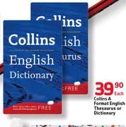 Collins A Format English Thesaurus Or Dictionary-Each