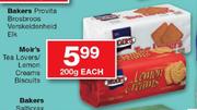 Moir's Tea Lovers/Lemon Creams Biscuits-200gm Each