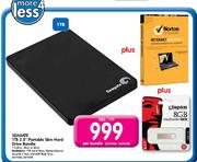 Seagate 1TB 2.5" Portable Slim Hard Drive Bundle-Per Bundle