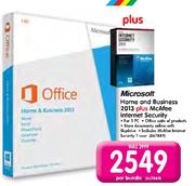 Microsoft Home And Business 2013 Plus McAfree Internet Security
