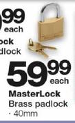 Master Lock Brass Padlock-40mm Each