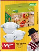 Home Discovery Curve Glass Casserole Set-3-Piece