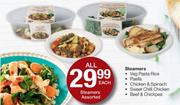 Steamers Veg Pasta Rice/Paella/Chicken & Spinach/Sweet Chilli Chicken Or Beef & Chickpea