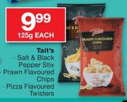 Tait's Salt & Black Pepper Stix/Prawn Flavoured Chips/Pizza Flavoured Twisters-125g Each