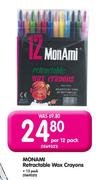 Monami Retractable Wax Crayons-Per 12 Pack