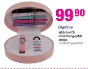 Digitime Watch With Interchangeable Straps