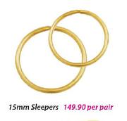 9ct Gold 15mm Sleepers-Per Pair