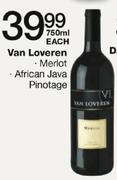 Van Loveren Merlot/African Java Pinotage-750ml Each