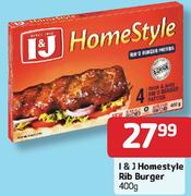 I & J Homestyle Rib Burger-400gm