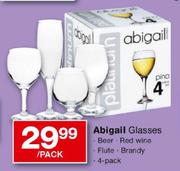 Abigail Glasses(Beer,Red Wine,Flute & Brandy)-4's pack