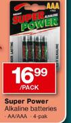  Super Power Alkaline Batteries-Per Pack