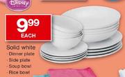 Solid White(Dinner Plate, Side Plate, Soup Bowl, Rice Bowl)-Each