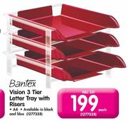Bantex Vision 3 Tier Letter Tray With Risers-Each