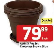 Addis 3 Pot Set Chocolate Brown-26cm