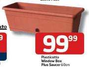 Plasticotto Window Box Plus Saucer-60cm