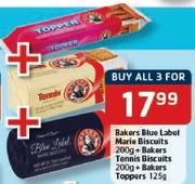 Bakers Blue Label Marie Biscuits 200Gm+ Bakers Tennis Biscuit 200Gm+ Bakers Toopers-3x125Gm