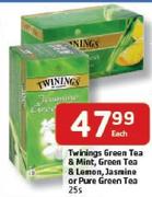 Twinings Green Tea & Mint, Green Tea & Lemon, Jasmine Or Pure Green Tea-25s Each