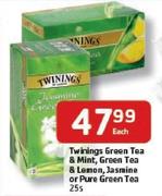 Twinings-Green Tea & Mint, Green Tea & Lemon, Jasmine Or Pure Green Tea-25's Each