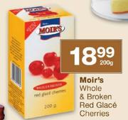 Moir's Whole & Broken Red Glace Cherries-200g